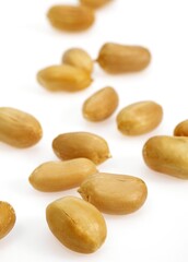 Peanuts, arachis hypogaea, Fruits against White Background