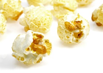 Popcorn against White Background