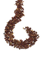 Szechuan or Sichuan Pepper, zanthoxylum simulans, Asiatic Spice against White Background