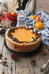 Obraz na płótnie Canvas coffee beans pumpkin cheesecake