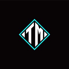 Initial T M letter with square style logo template vector
