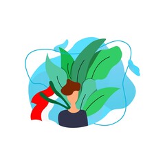 Flat design vector illustration of indonesian independence day.