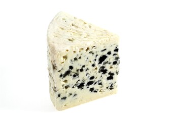 French Cheese called Roquefort, Cheese made from Ewe's Milk, against White Background