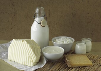 Dairy Produce, Milk, Double Cream, Soft Cheesen, Yogurt, Butter and Cantal Cheese