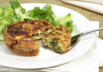 Leek Quiche and Salad in a Plate