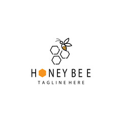Honey bee logo simple color design vector template