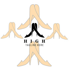 high woman logo illustration design template vector