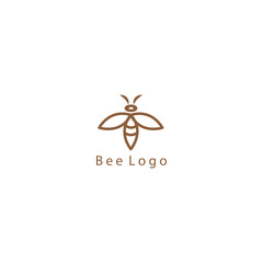 Bee logo simple outline design template vector