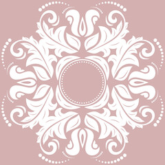 Elegant vintage vector purple and white ornament in classic style. Abstract traditional pattern with oriental elements. Classic vintage pattern