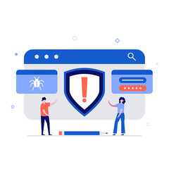 Cyber crime and internet criminal concept with characters. Modern vector illustration in flat style for landing page, mobile app, poster, flyer, template, web banner, infographics, hero images