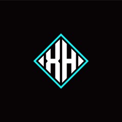 Initial X H letter with square style logo template vector