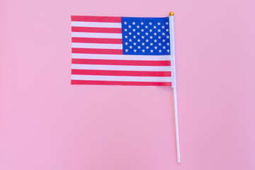 American flag on pink background
