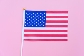 American flag on pink background