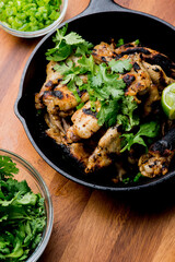 Grilled chicken. BBQ Chicken grilled in garlic and butter. Chicken, fried & served w/ bbq side dishes, organic vegetables and dressed in olive oil. Classic American outdoor grill entree favorite.