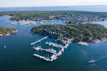 aerial view of the port of Sandhamn Sweden