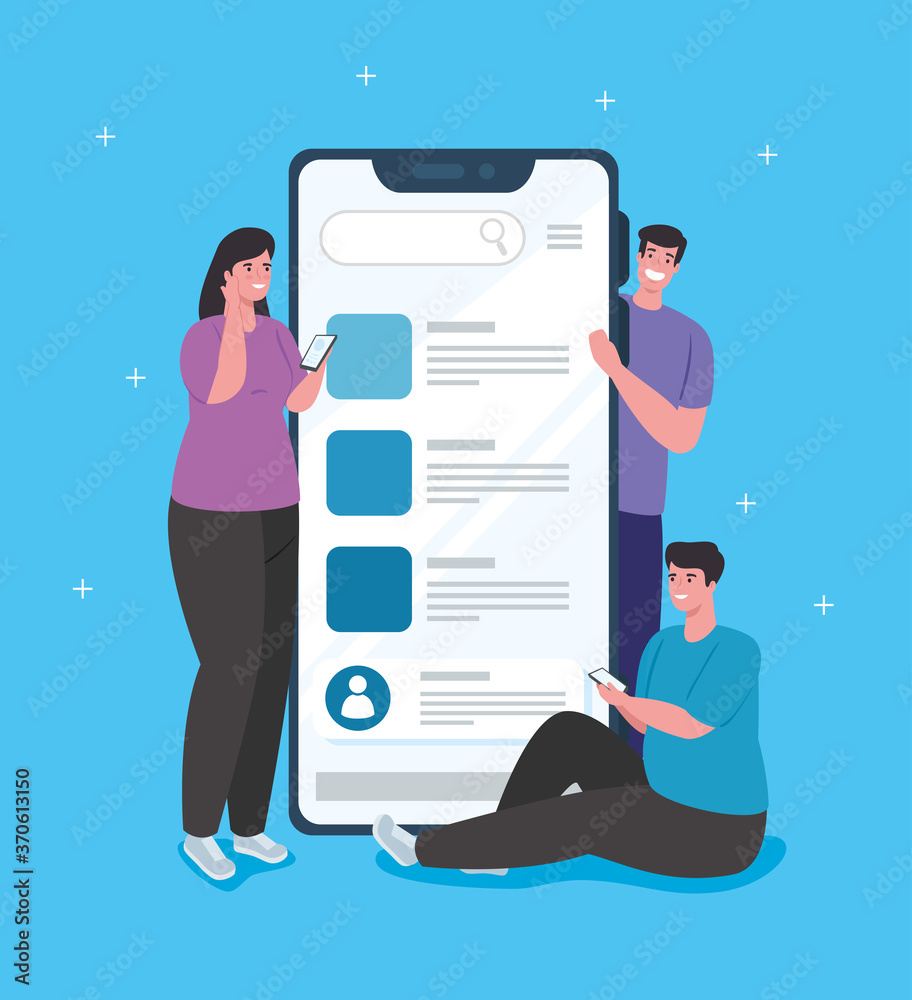 Canvas Prints social media concept, people communicating by smartphone vector illustration design