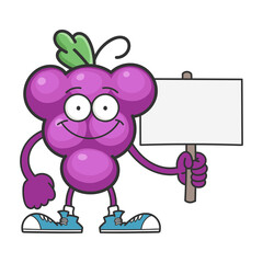 smiling purple grape cartoon character