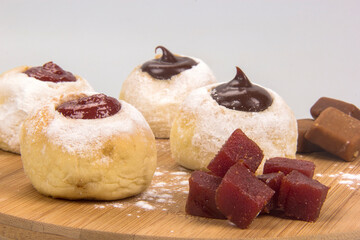 Sweet bread stuffed with guava jam and dulce de leche (doce de leite), traditional Brazilian sweet.