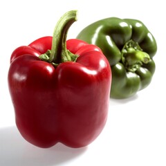 Sweet Green and Sweet Red Pepper, capsicum annuum, Vegetables against White Background