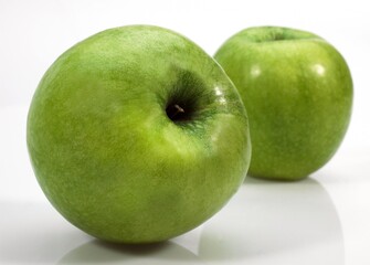 Granny Smith Apple, malus domestica, Fruits against White Background