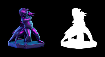 A collection of sculptures made in neon style on a black background for your design ideas. 3D rendering of objects that can be stylized. Combine the shape by adjusting the color and achieve new effect