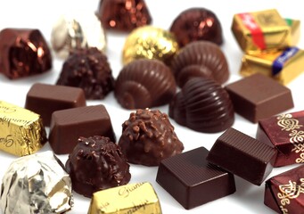 Chocolates against White Background