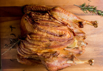 Oven roasted turkey, served with organic garlic sautéed cauliflower, broccoli and potatoes. Classic American restaurant or French bistro entree favorite.