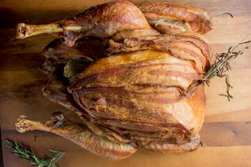 Oven roasted turkey, served with organic garlic sautéed cauliflower, broccoli and potatoes. Classic American restaurant or French bistro entree favorite.