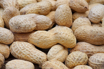 dry peanuts in peel texture close up