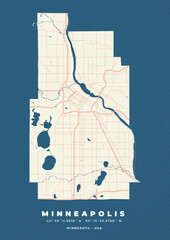 Minneapolis map vector poster flyer