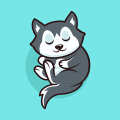 cute husky dog character design illustration