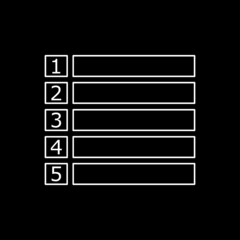 Numbered list line icon isolated on dark background