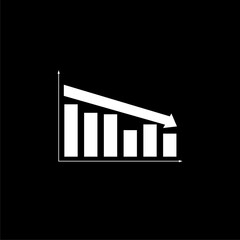 Decline chart icon isolated on dark background