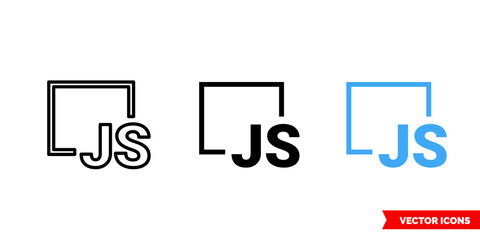 Fototapeta premium Js symbol icon of 3 types color, black and white, outline. Isolated vector sign symbol.