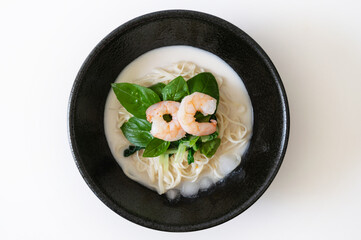 far east asian cold prawn soup noodles