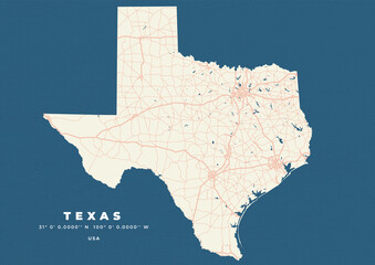 Texas map vector poster flyer © PanzaDesign
