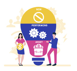 Flat design with people. NPA  - non performing asset. Platform. business concept background. Vector illustration for website banner, marketing materials, business presentation, online advertis