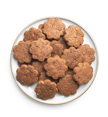 Crunchy chocolate biscuits shape flower.