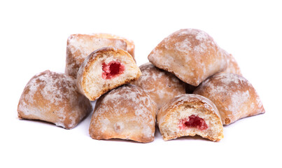 Heap of square gingerbreads with filling