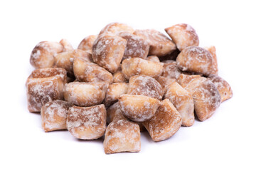 Heap of square gingerbreads in sugar glaze