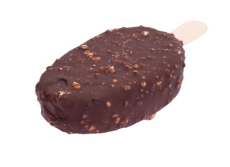 Chocolate glazed popsicle with nuts