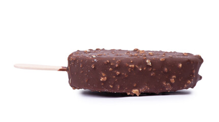 Chocolate glazed popsicle with nuts