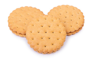 Stack of double round biscuit cookies