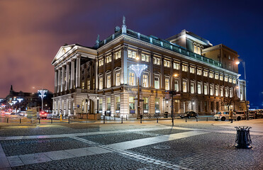 Opera Wrocławska nocą - obrazy, fototapety, plakaty