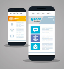 mockup responsive web, concept website development in different smartphones vector illustration design