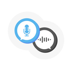 Icon with voice assistant icon for mobile app design. Mobile phone line icon. Voice recognition. Isometric vector illustration. Mobile internet technology. Music radio wave. Vector illustration.