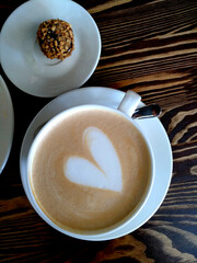 Beautiful photo of delicious coffee with dessert
