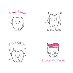 A collection of cute teeth, isolated on a white background