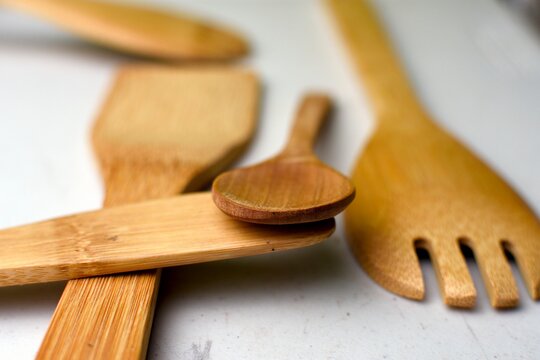 wooden cutlery to serve salads, handcrafted
