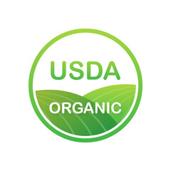 USDA organic emblems, badge, Sticker, logo, icon. Vector stock illustration.